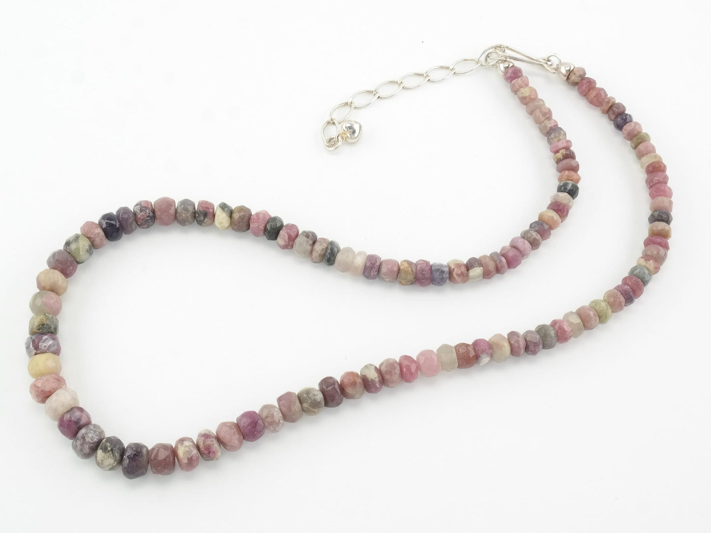 DTR Sterling Silver Opaque Corundum, Ruby Faceted Bead Necklace