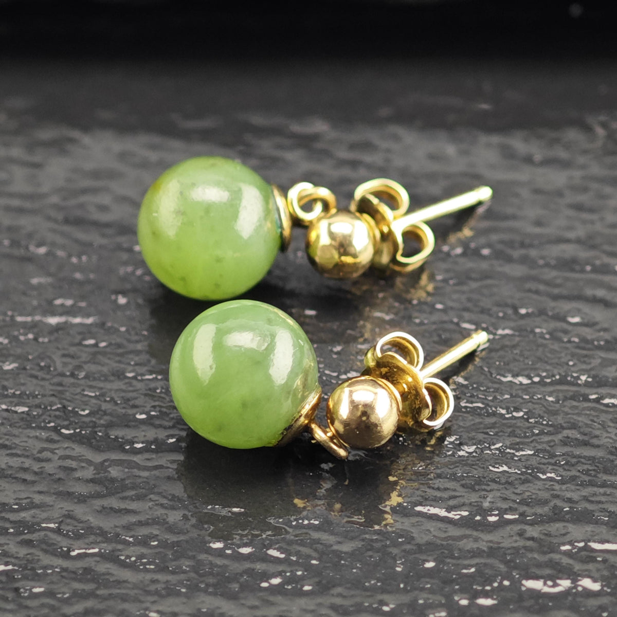 Nephrite Jade 14K Gold Stud/Dangle Earrings ER3224