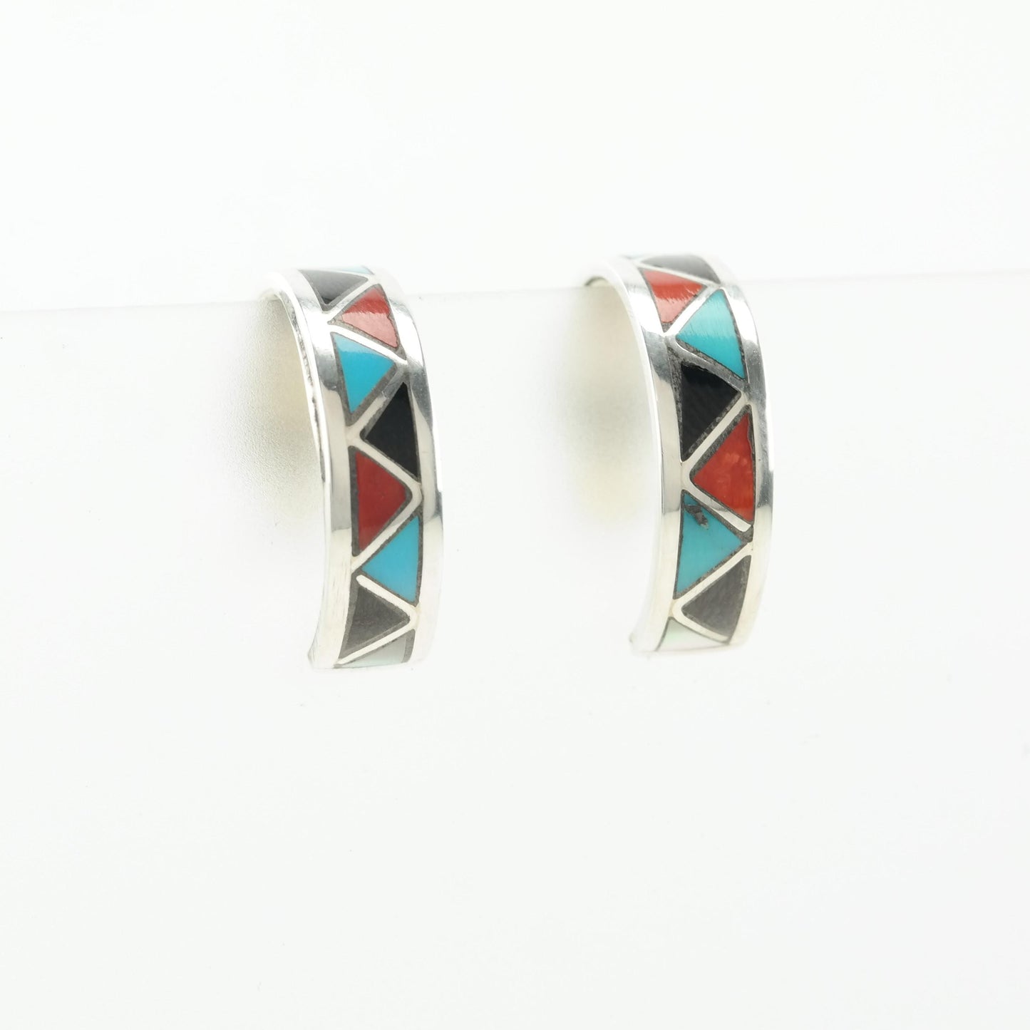 Southwest Vintage C Hoop Earrings Sterling Silver Stud