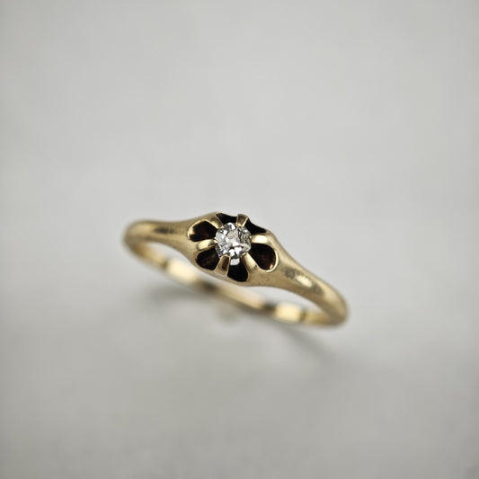 AS IS Antique Diamond 14K Gold Ring Sz 6 R6809