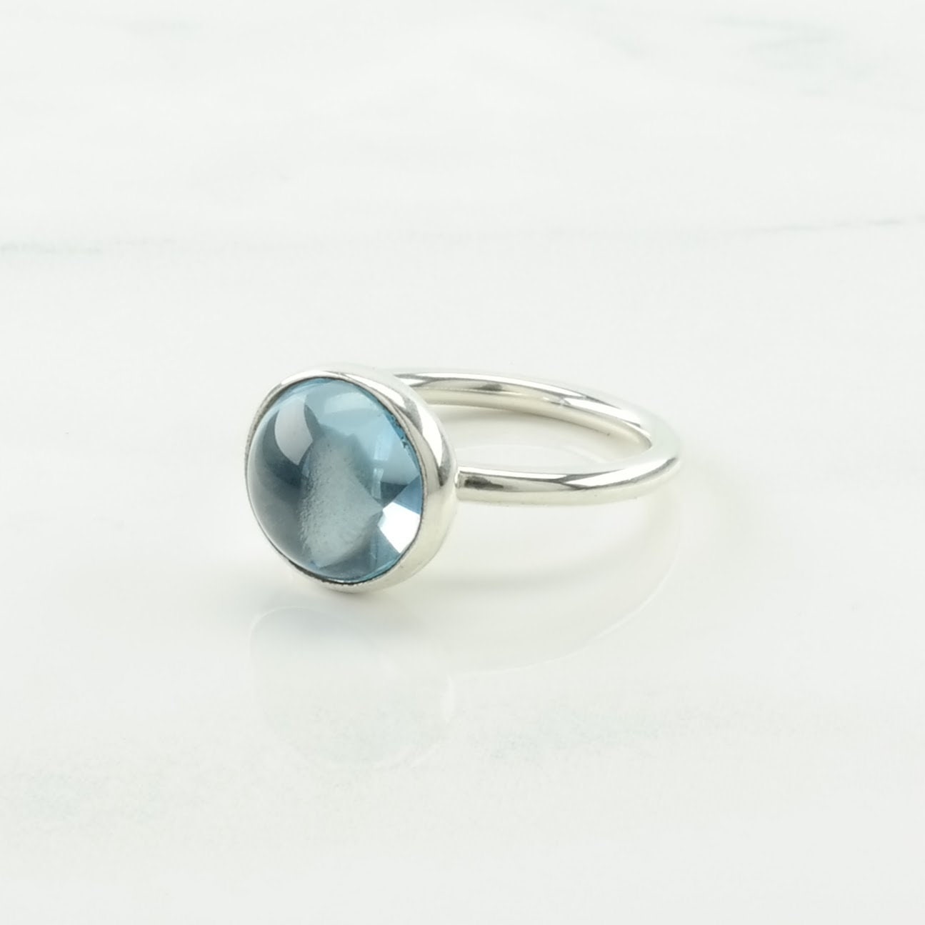 Pandora Silver Ring Aqua, Droplet Sterling Blue Size 5 1/4