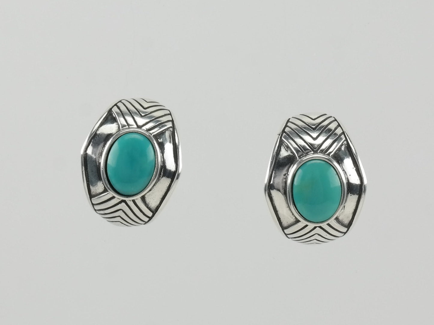 Carolyn Pollack Relios Turquoise Half Hoop Sterling Silver Earrings