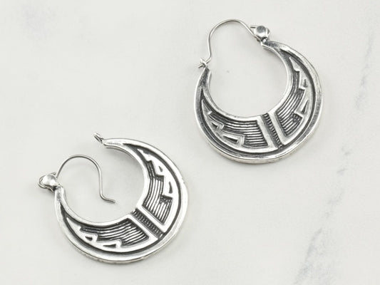 Modernist Sterling Silver Hoop Earrings