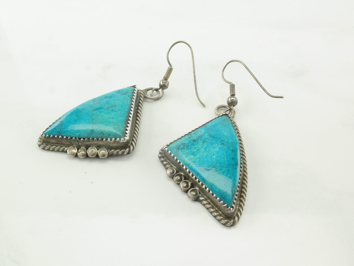 Native American Sterling Silver Blue Turquoise Earrings Dangle