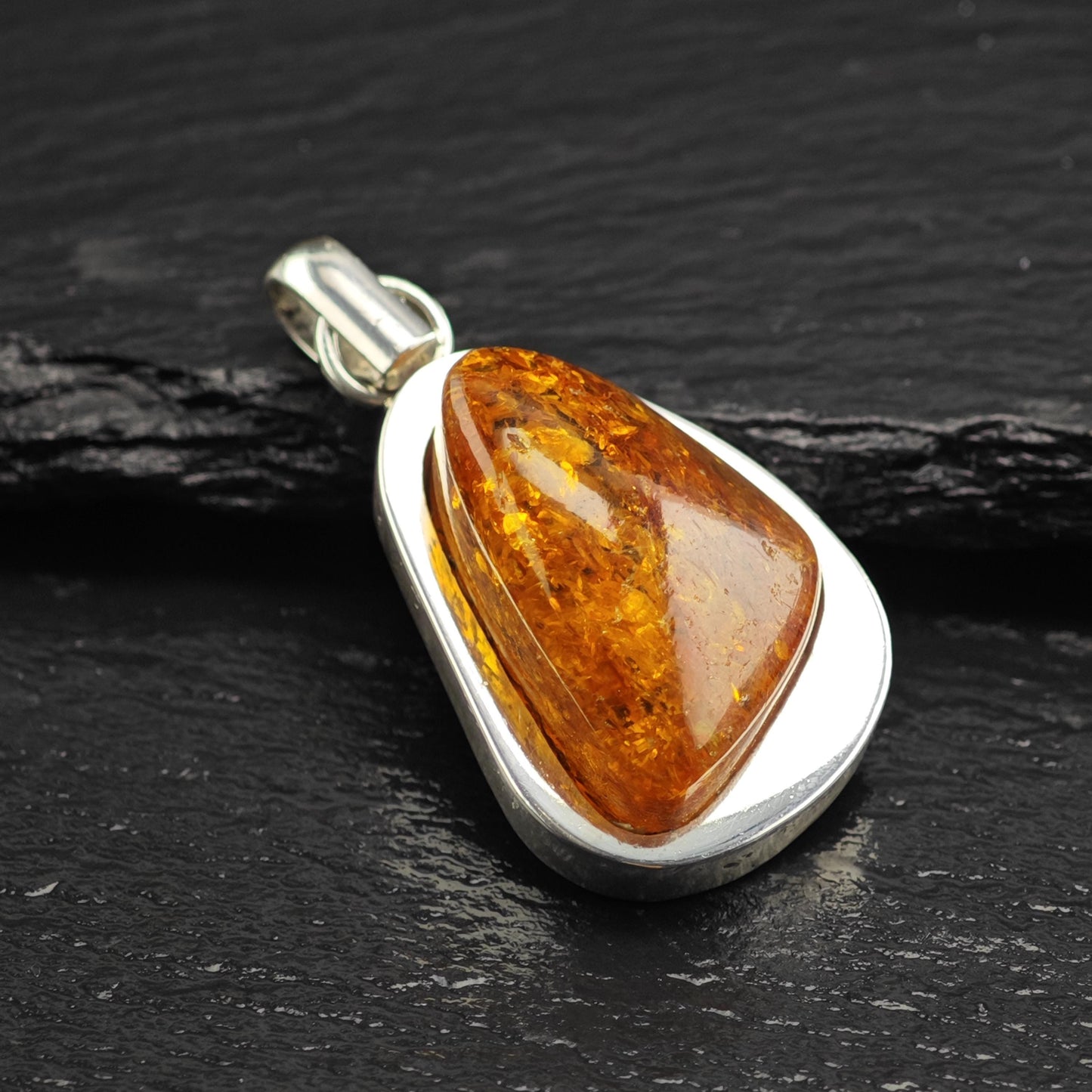Baltic Amber Abstract Pendant Sterling Silver P3035