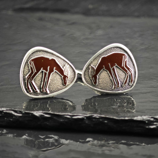Enamel African Impala Hunting Sterling Silver Cufflinks MISC0434