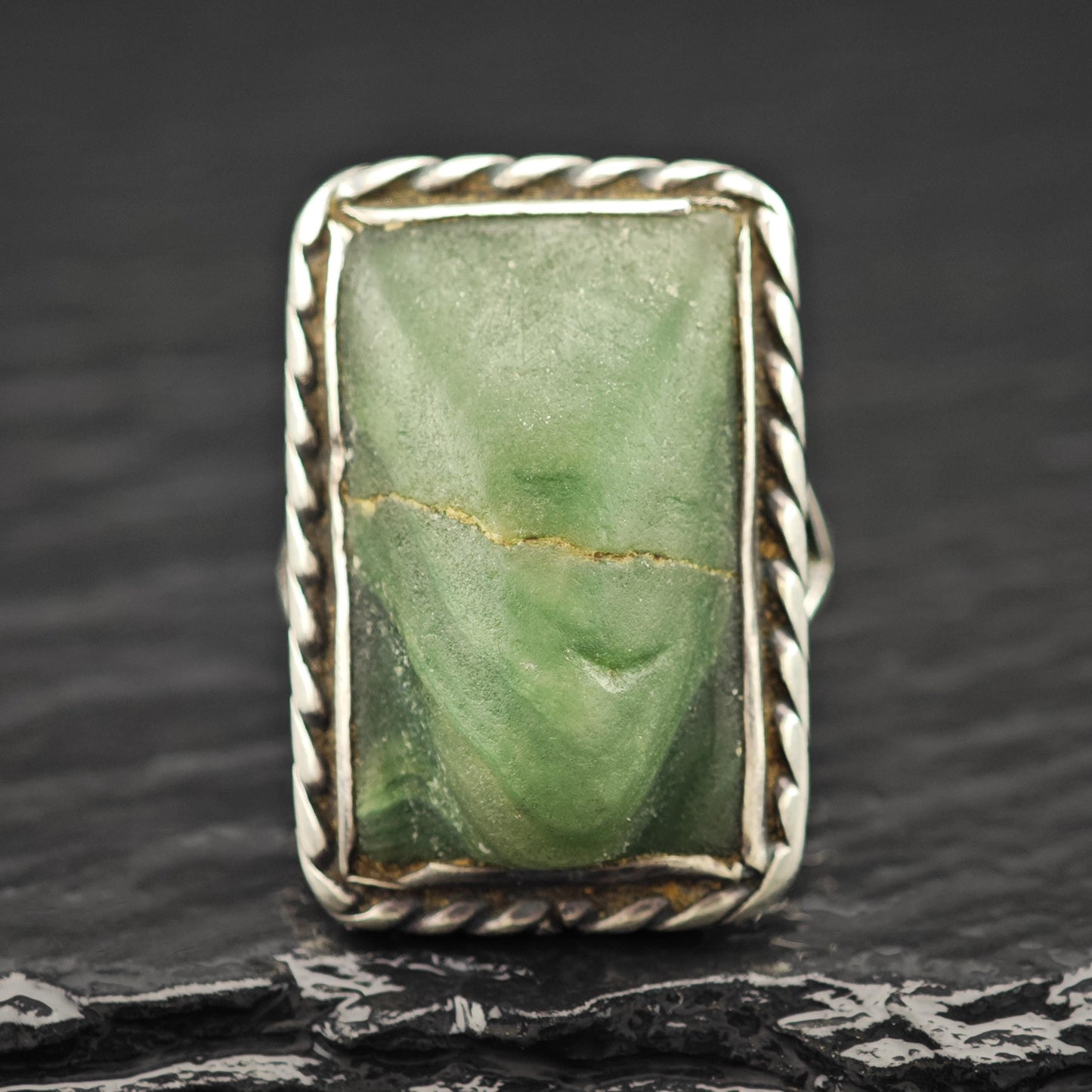 AS IS Mexico Alabaster Ring Sterling Silver Sz 7 1/4 R6139