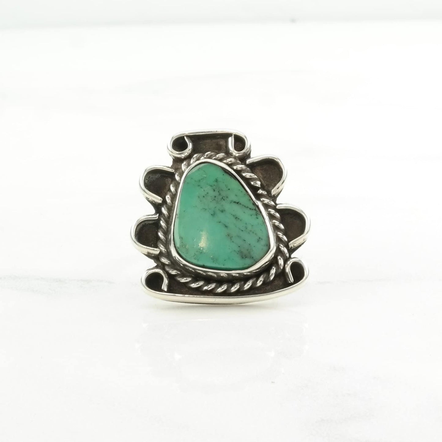 Sterling Silver Ring Turquoise Abstract Size 5