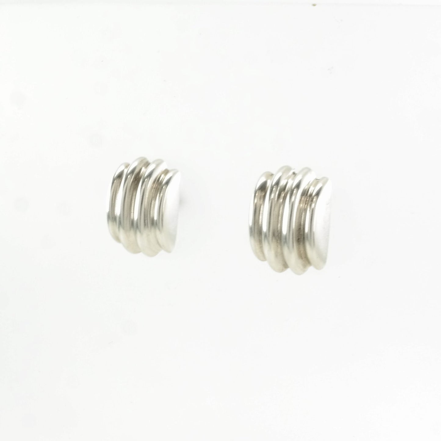 Vintage Sterling Silver Stud Earrings Modernist Abstract 14k Gold Post