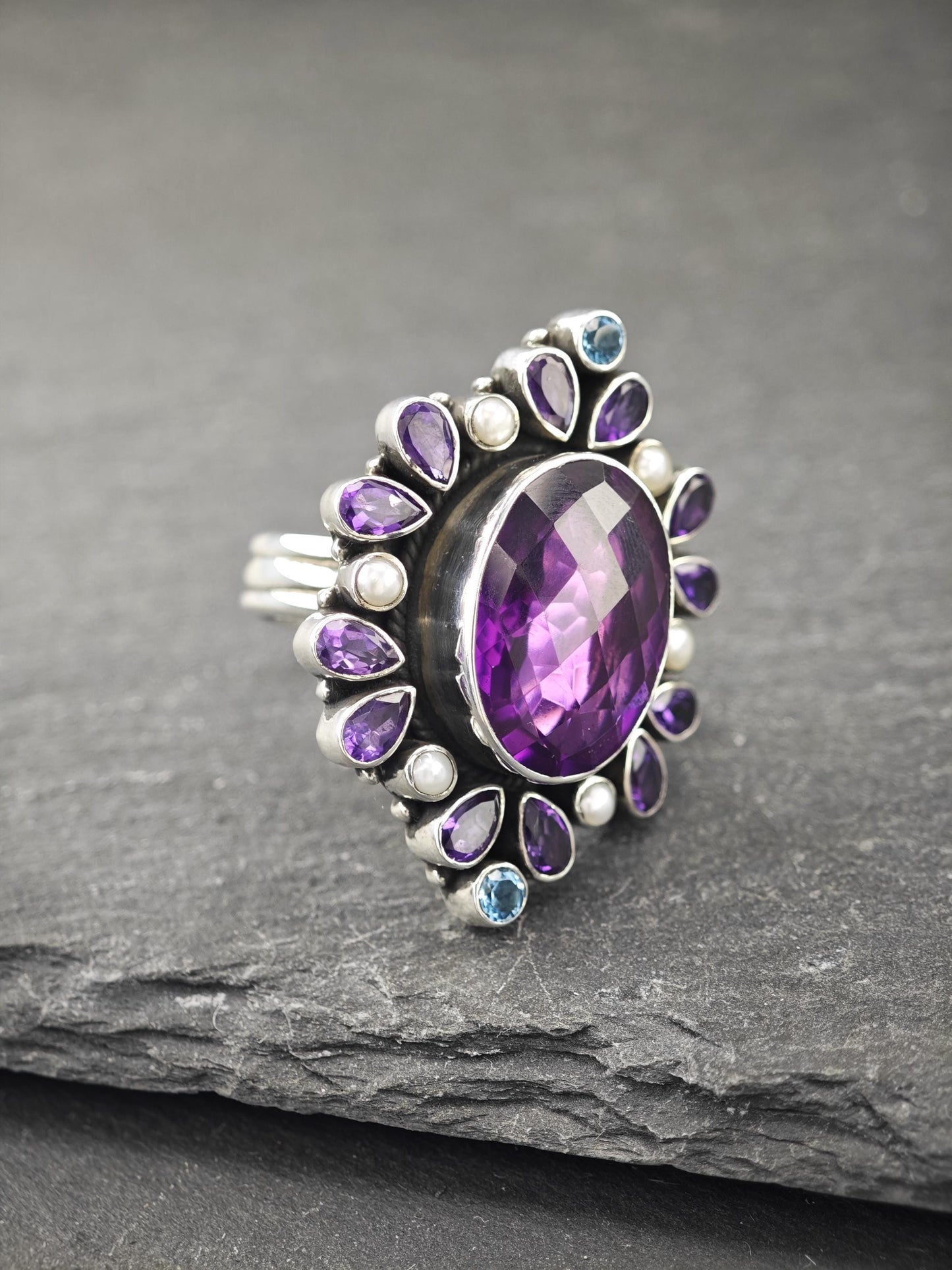 Vintage Nicky Butler Amethyst Ring Sterling Silver