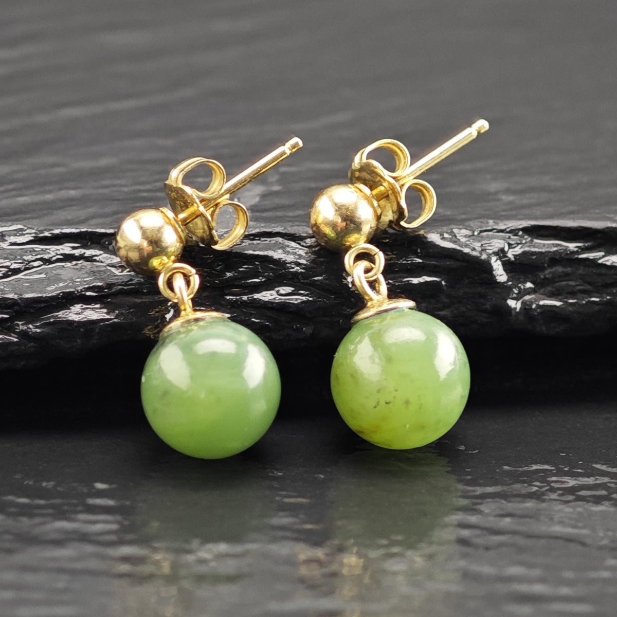 Nephrite Jade 14K Gold Stud/Dangle Earrings ER3224