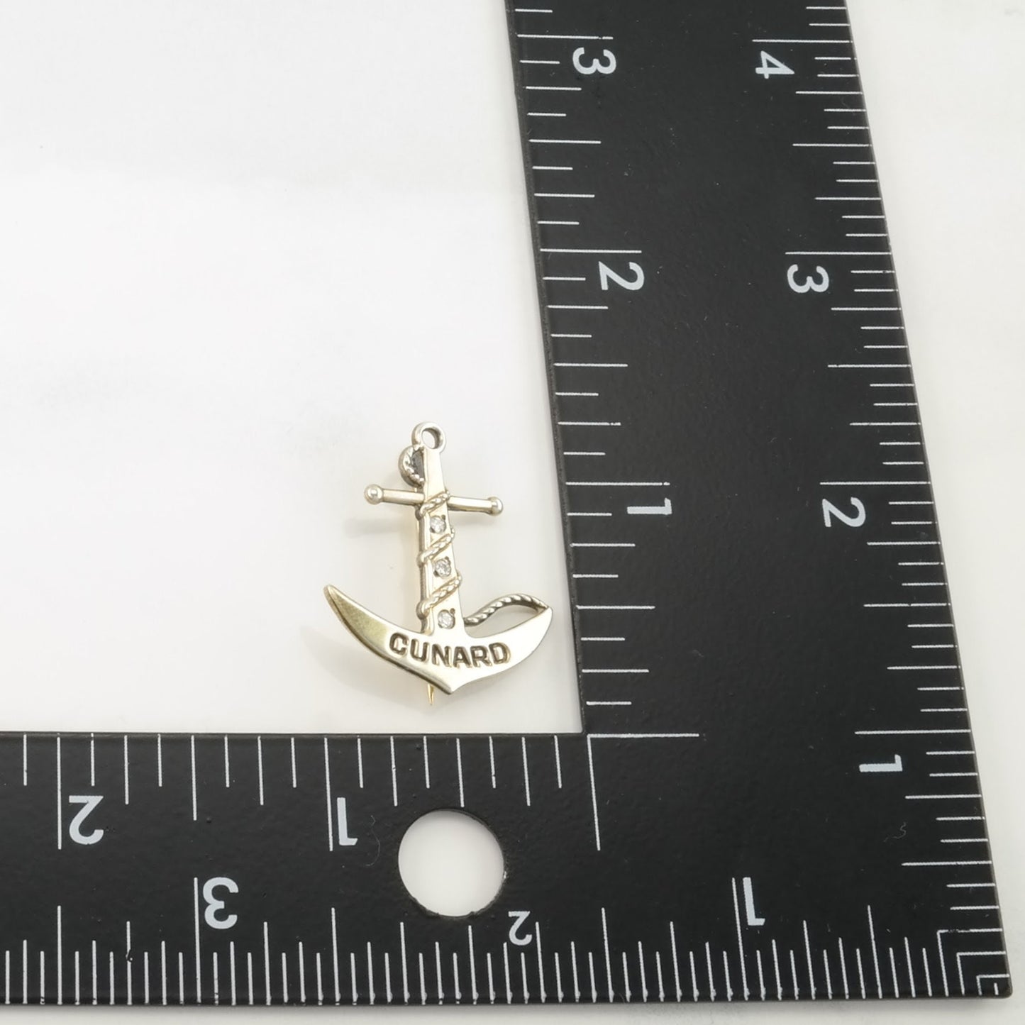 Vintage Silver Brooch Pendant Cunard, Anchor Diamond Sterling