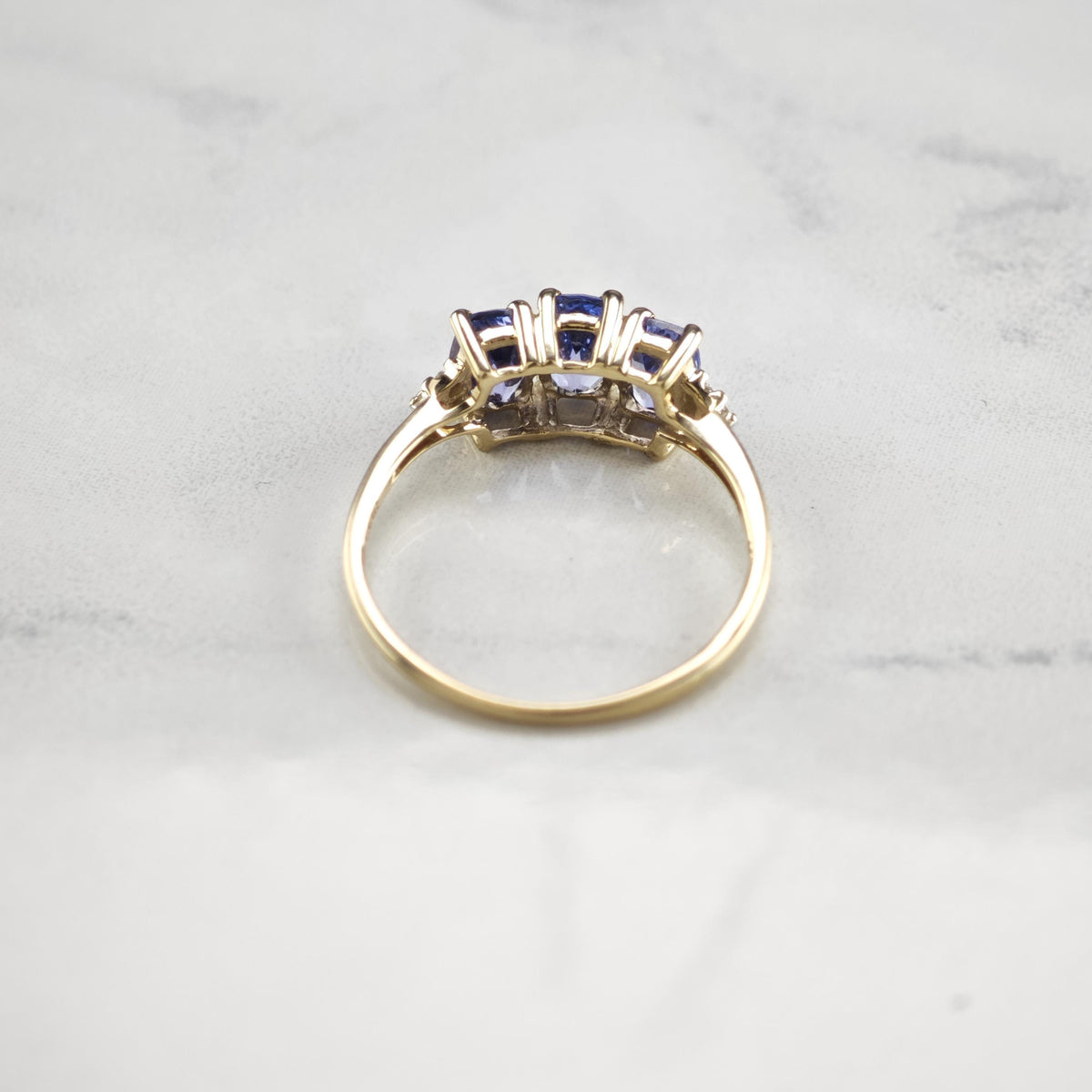 Tanzanite & Diamond 10K Gold Ring Sz 8 R6778