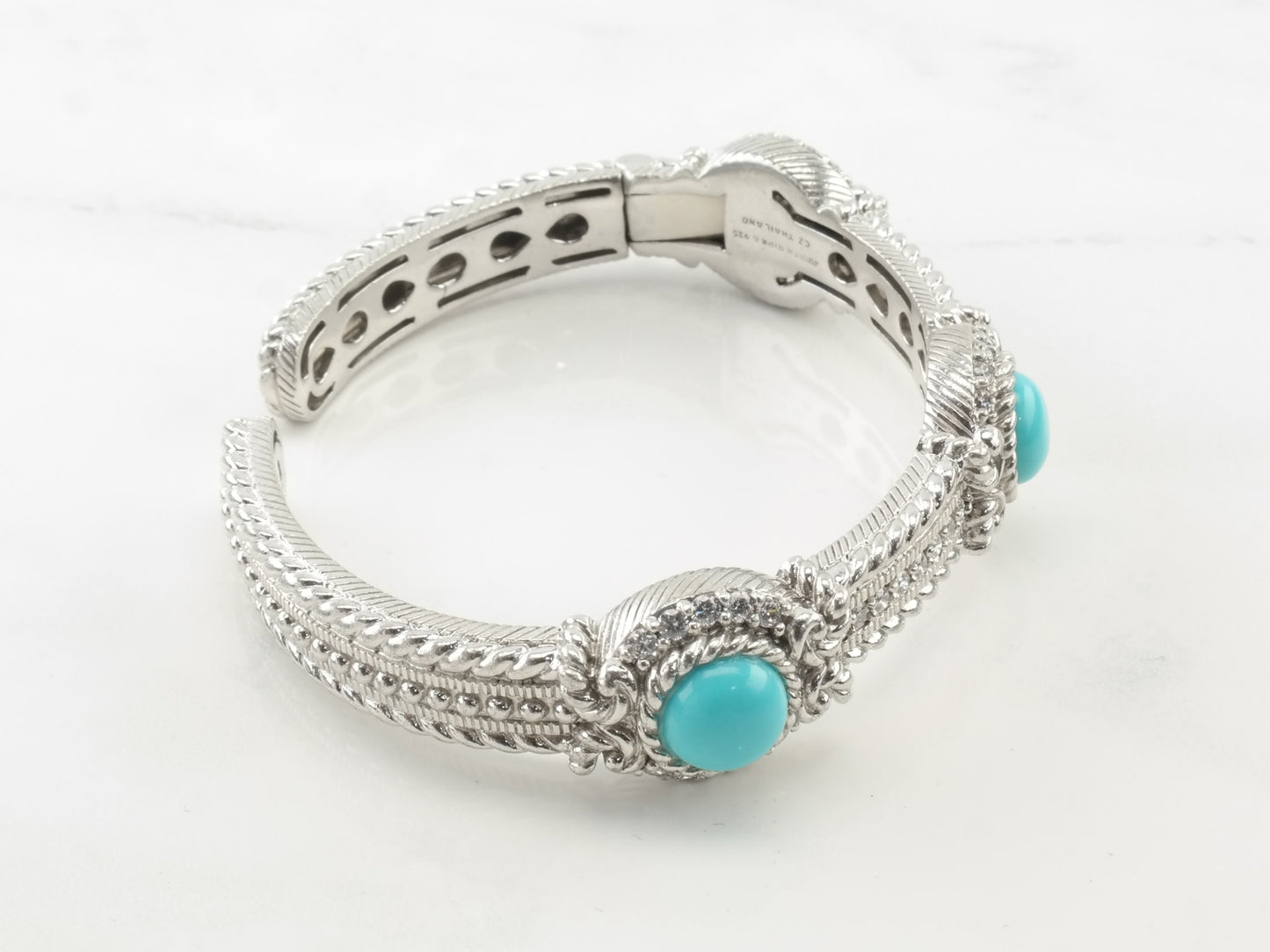 Judith Ripka Sterling Silver DQCZ Turquoise Cuff Bracelet