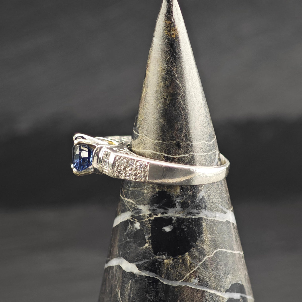 Sapphire & Diamond Platinum Ring East to West Sz 6 1/4 R6761