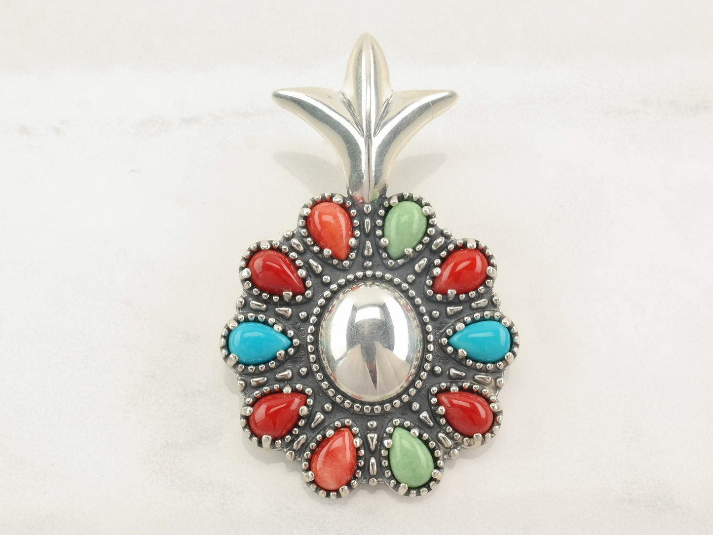 Vintage Relios Multi Gemstone Pineapple Sterling Silver Pendant