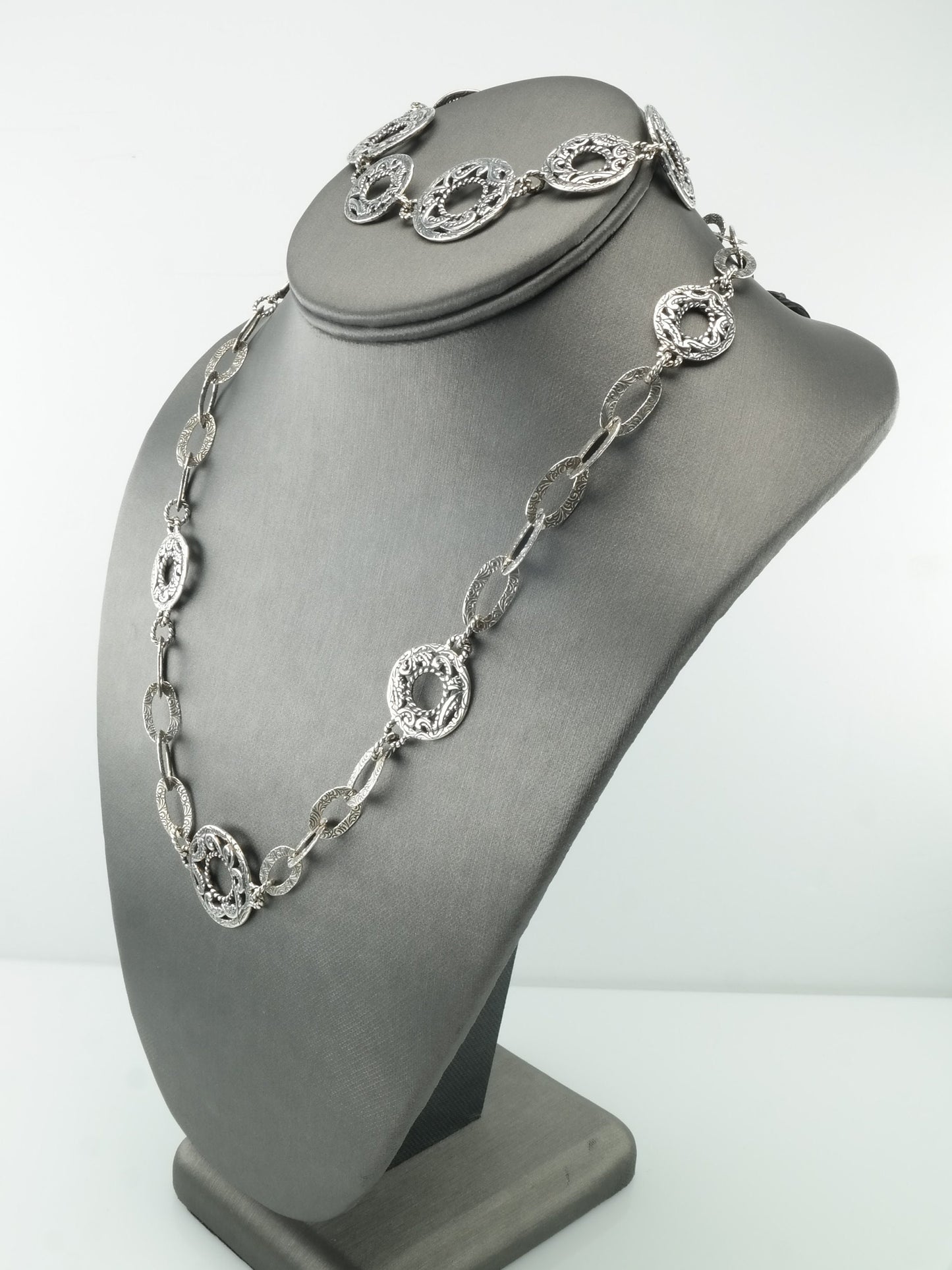 Vintage Carolyn Pollack Sterling Silver Filigree Scrollwork Relios Necklace And Bracelet