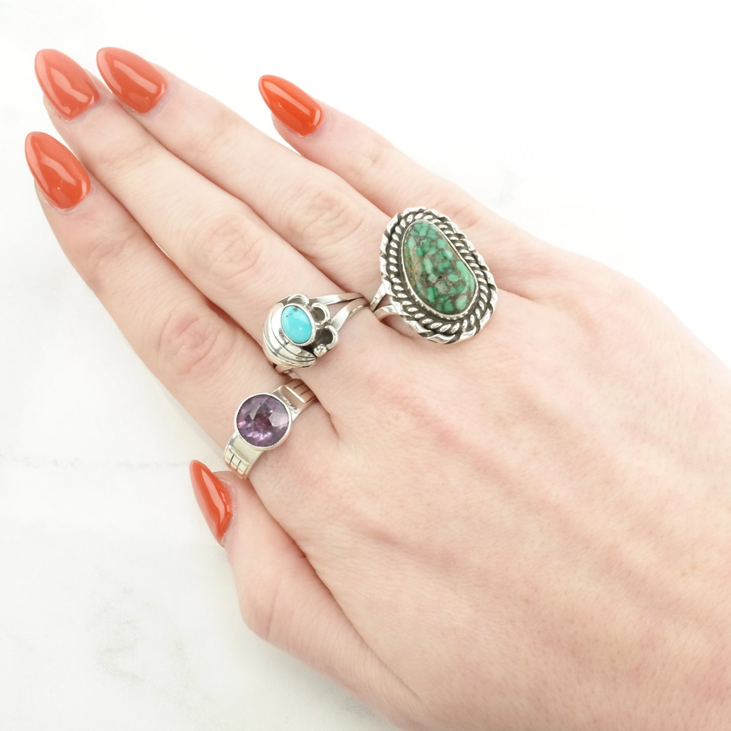 Soviet Silver Ring Color Change, Corundum Solitaire Sterling Purple Sz7 1/4 R4909