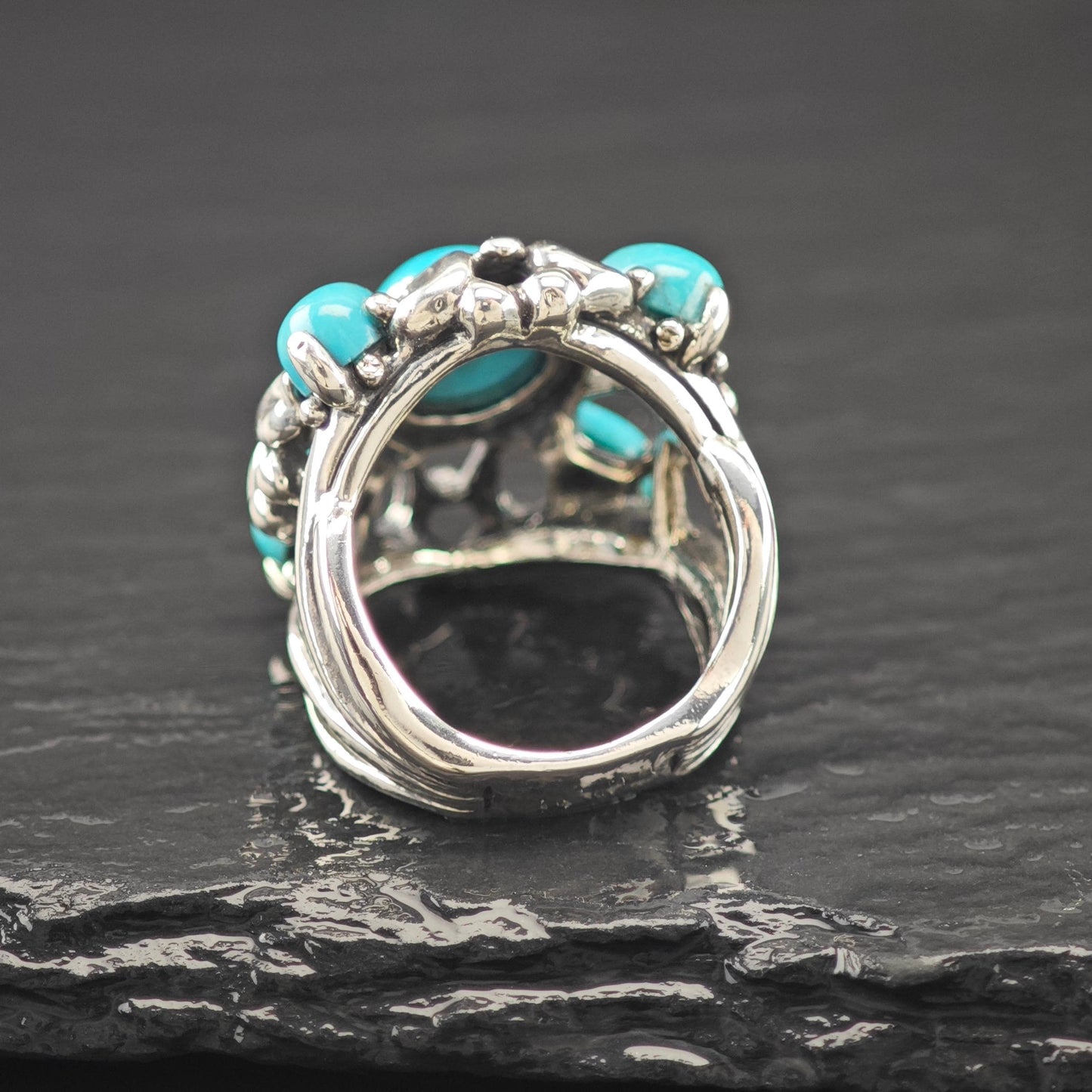 Carolyn Pollack Block Turquoise Ring Sterling Silver