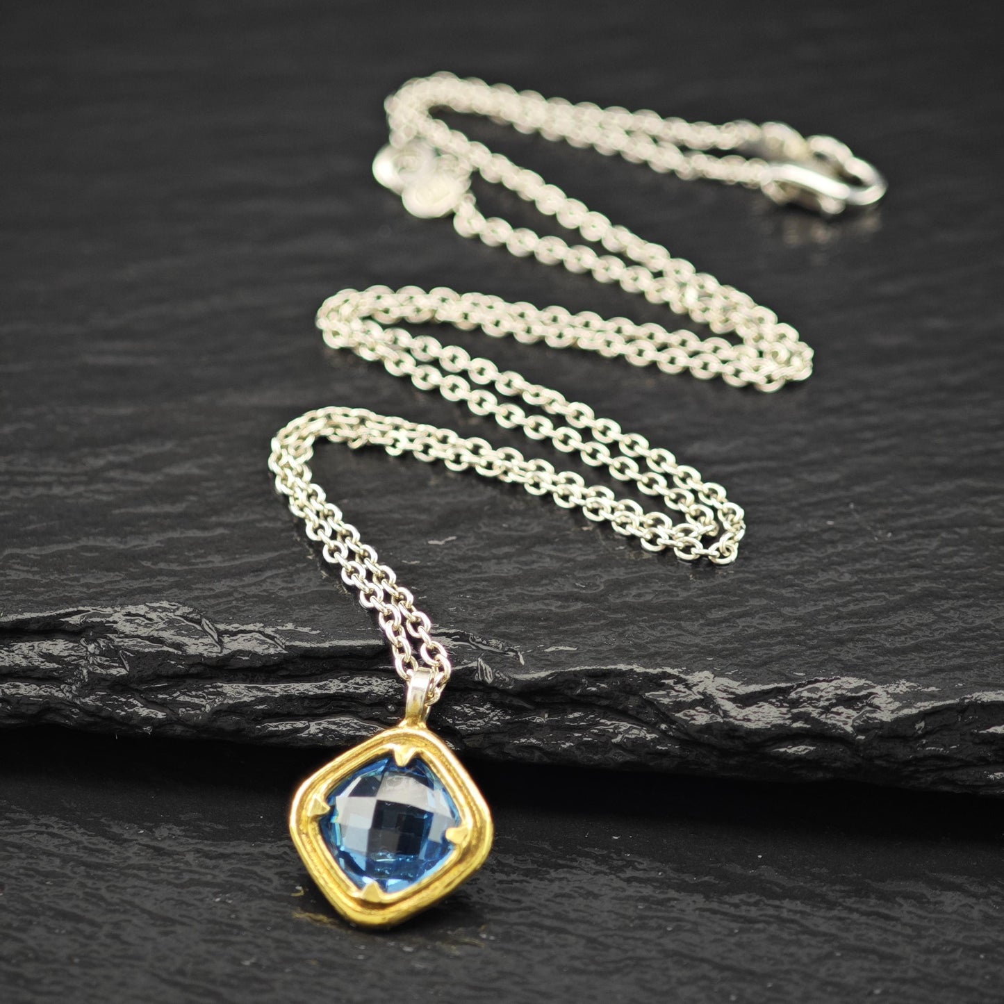 Gurhan Sterling Silver Blue, Gold Topaz Necklace