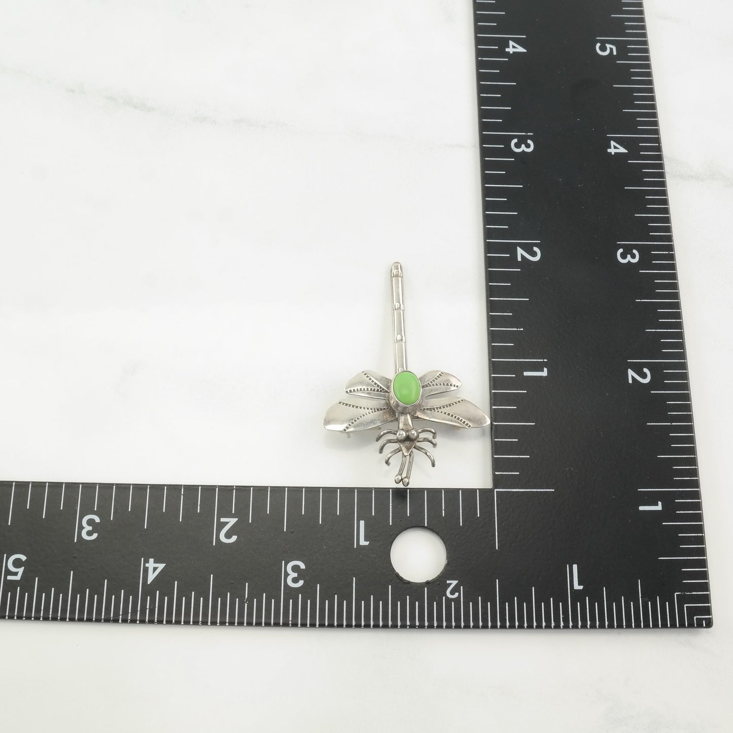 Navajo Sterling Silver Brooch Dragonfly Green Gaspeite