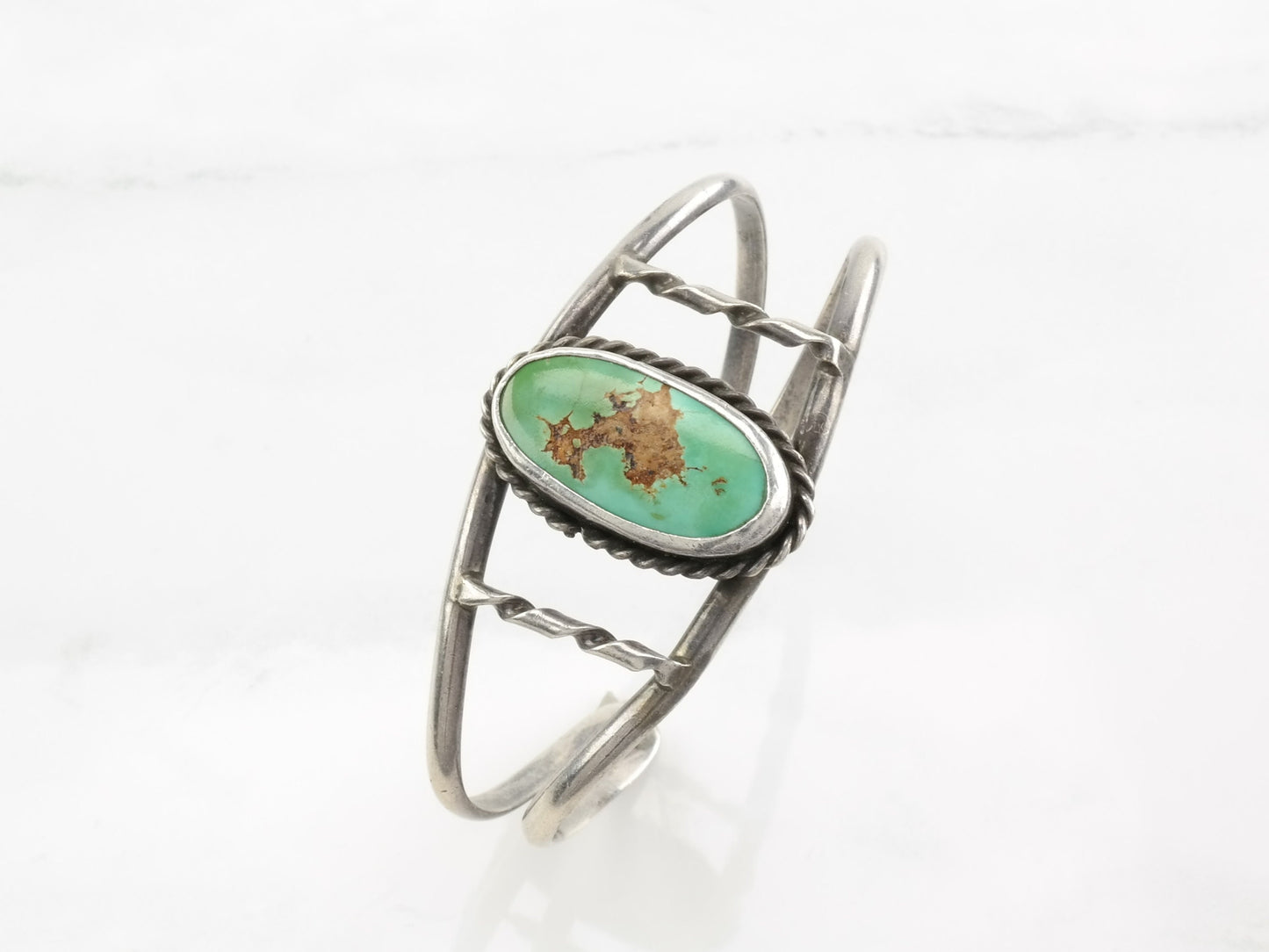 Southwest Cuff Bracelet Green Turquoise Sterling Silver