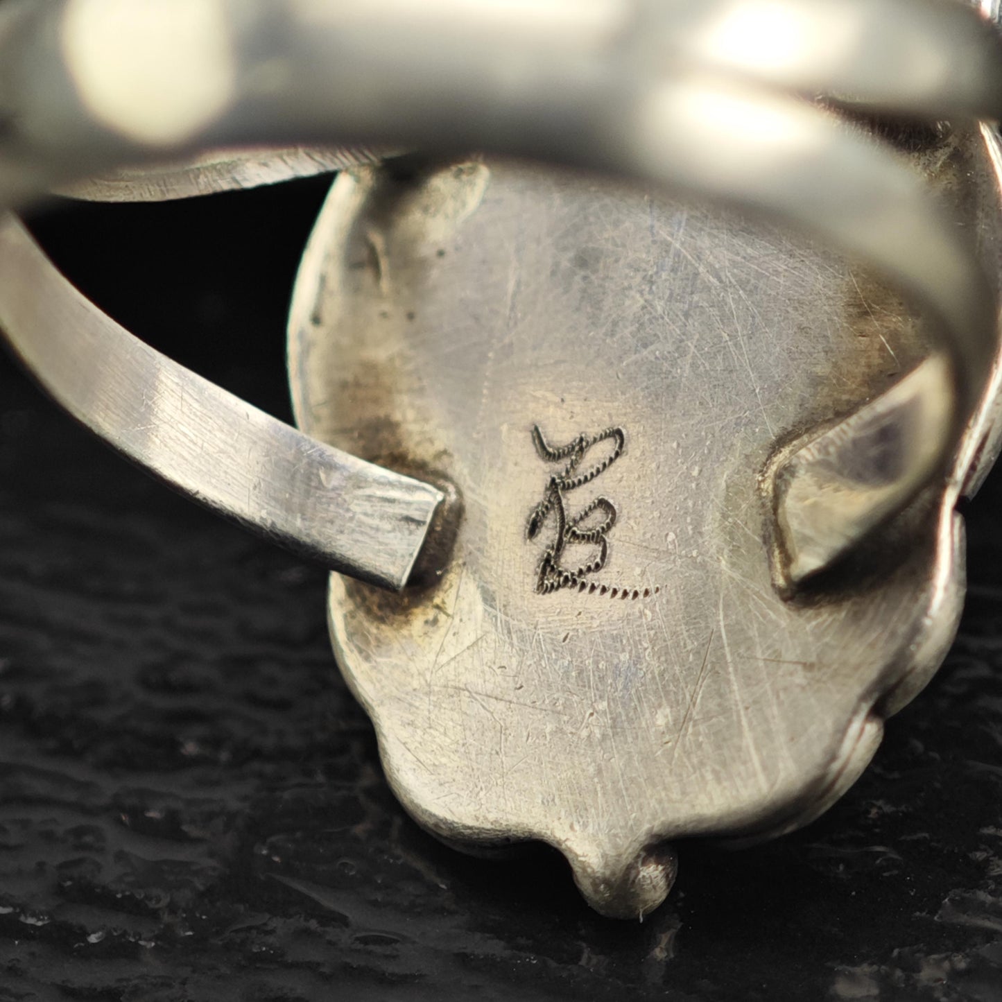 Native American Bisbee Turquoise Detailed Bezel Sterling Silver Ring Sz 6 R6651