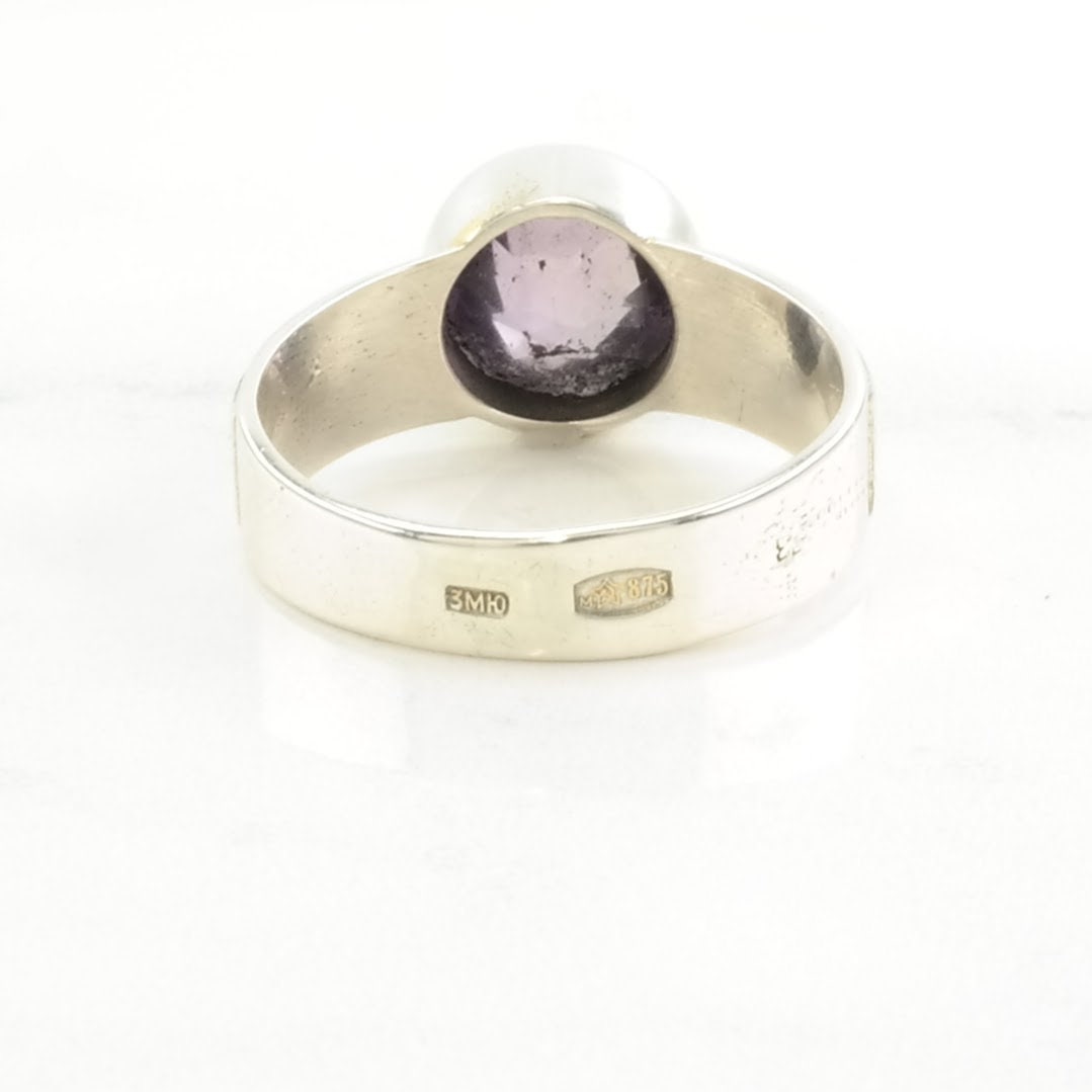 Soviet Silver Ring Color Change, Corundum Solitaire Sterling Purple Sz7 1/4 R4909