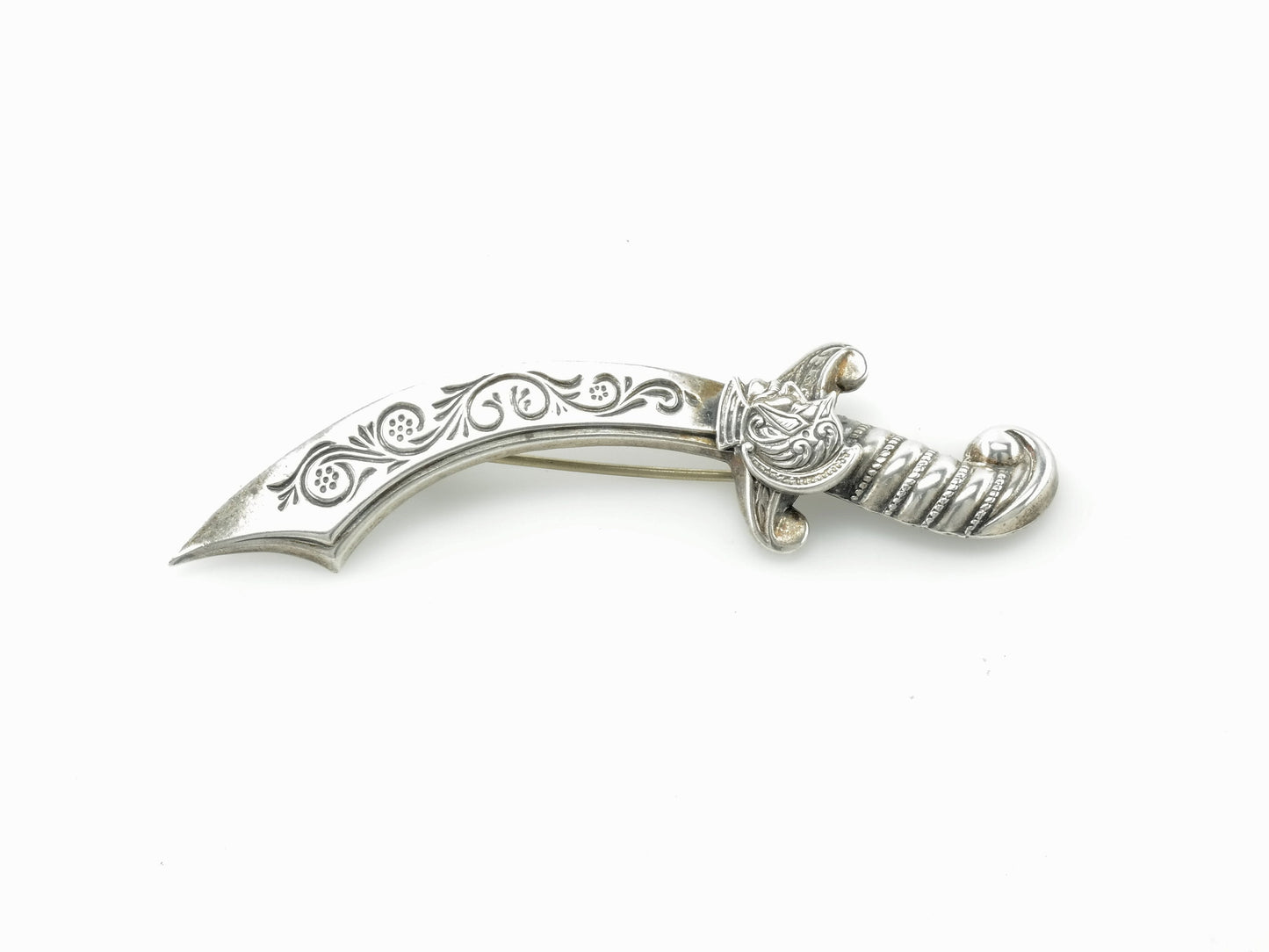Sterling Silver Sword Scimitar Brooch Pin
