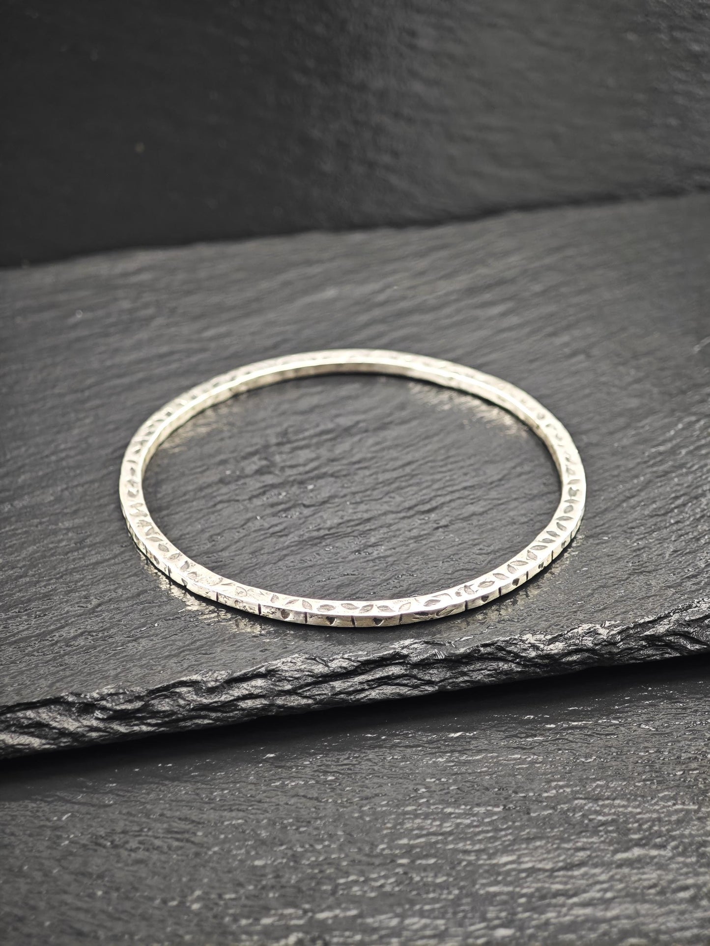 Stackable Foreign Brutalist, Bangle Bracelet Sterling Silver