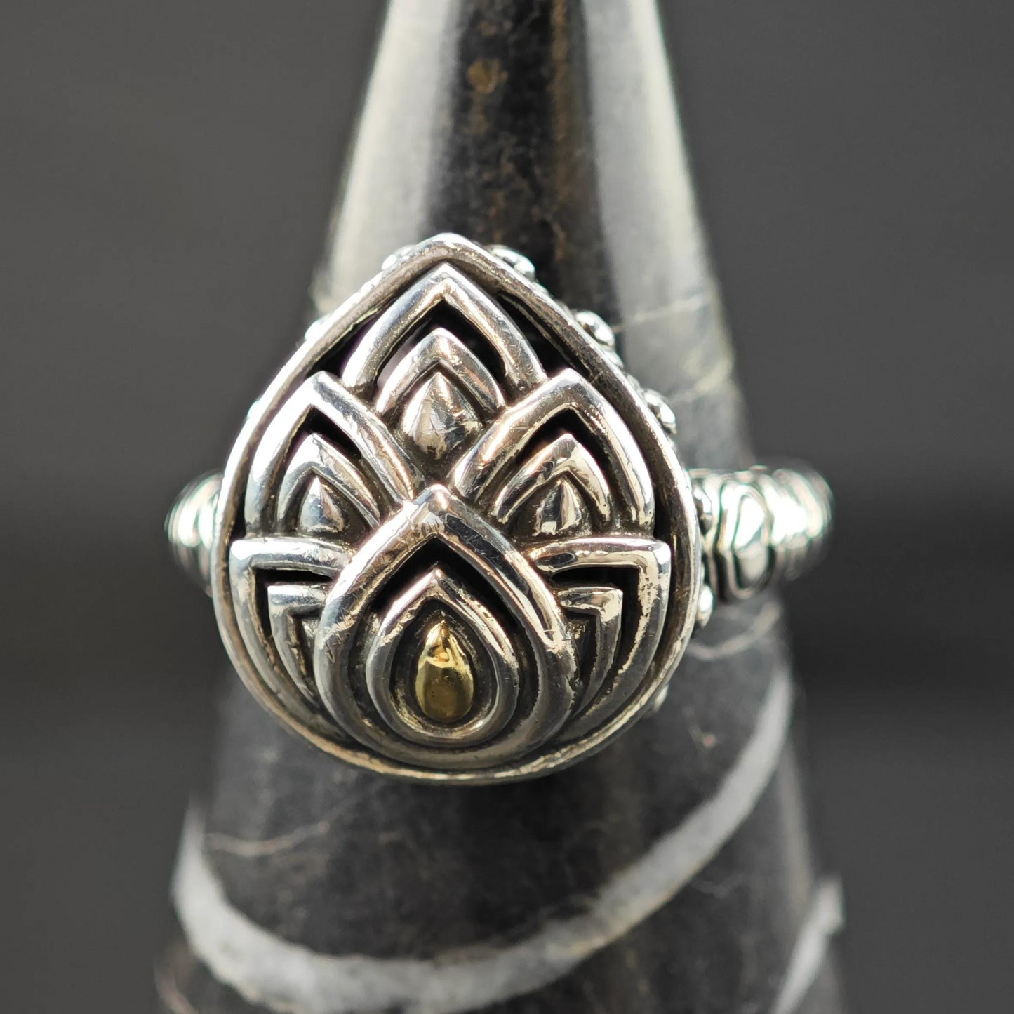 A by JH 14K Gold Accent Ring Sterling Silver Sz 8 R6018