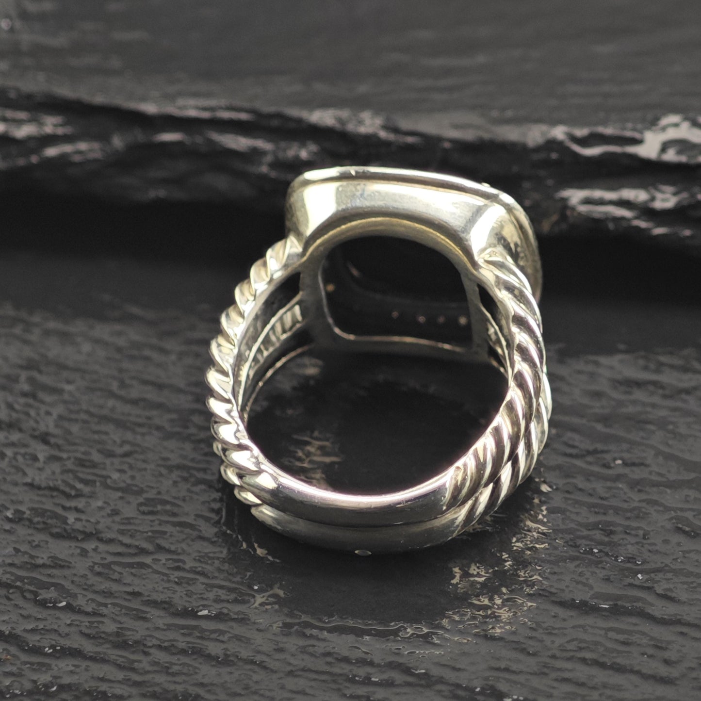 Vintage David Yurman Onyx & Diamond Sterling Silver Ring Sz 6 R6677