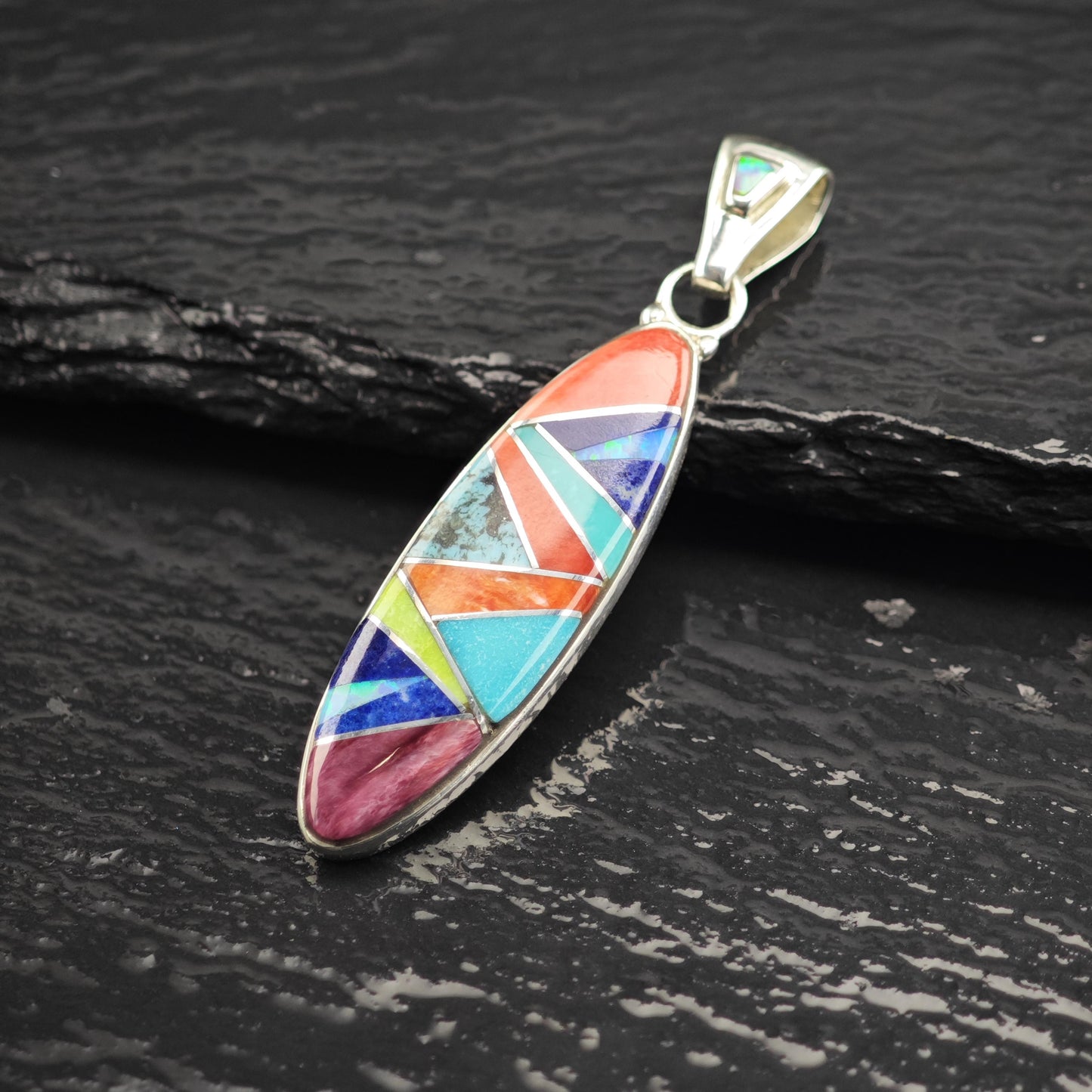 SW Ferris Multi-stone Inlay Pendant Sterling Silver P3075