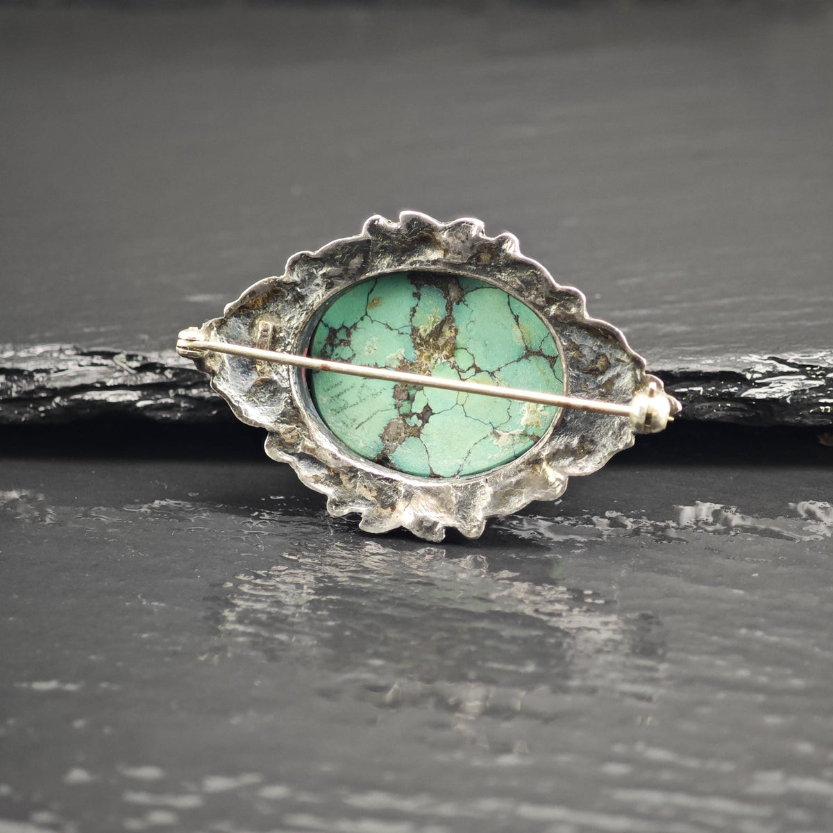 Rough Turquoise Sterling Silver Brooch B2246