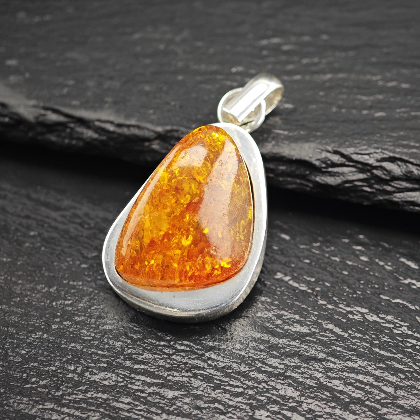 Baltic Amber Abstract Pendant Sterling Silver P3035