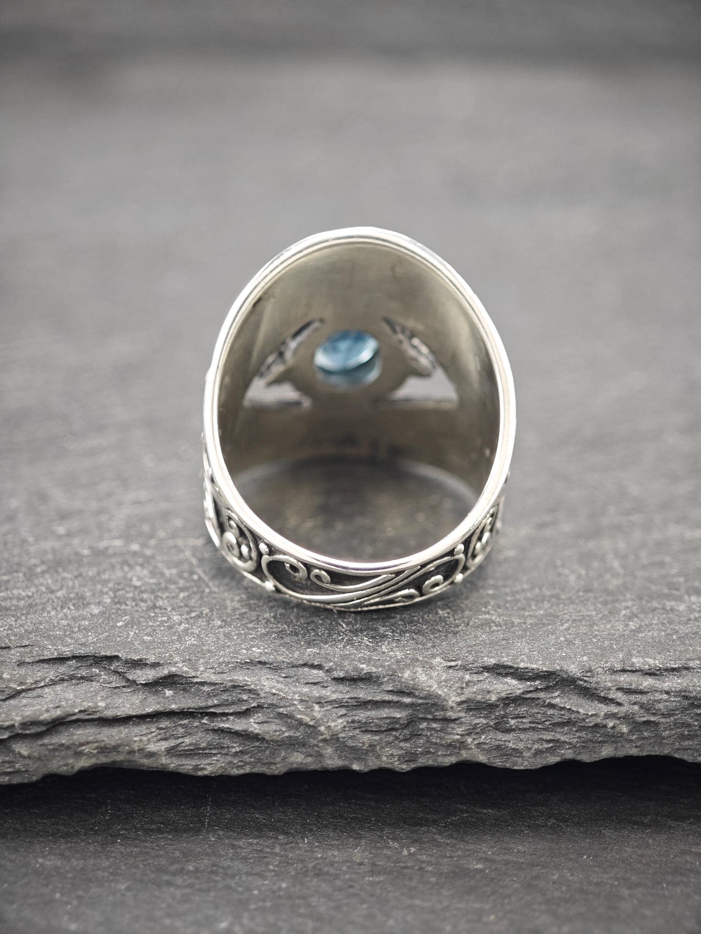 Vintage Topaz, Filigree Ring Sterling Silver