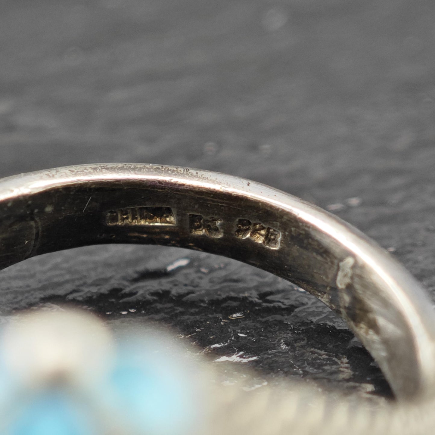 Chinese Export Amethyst, Enamel, Ring Flower Sterling Silver Sz 9