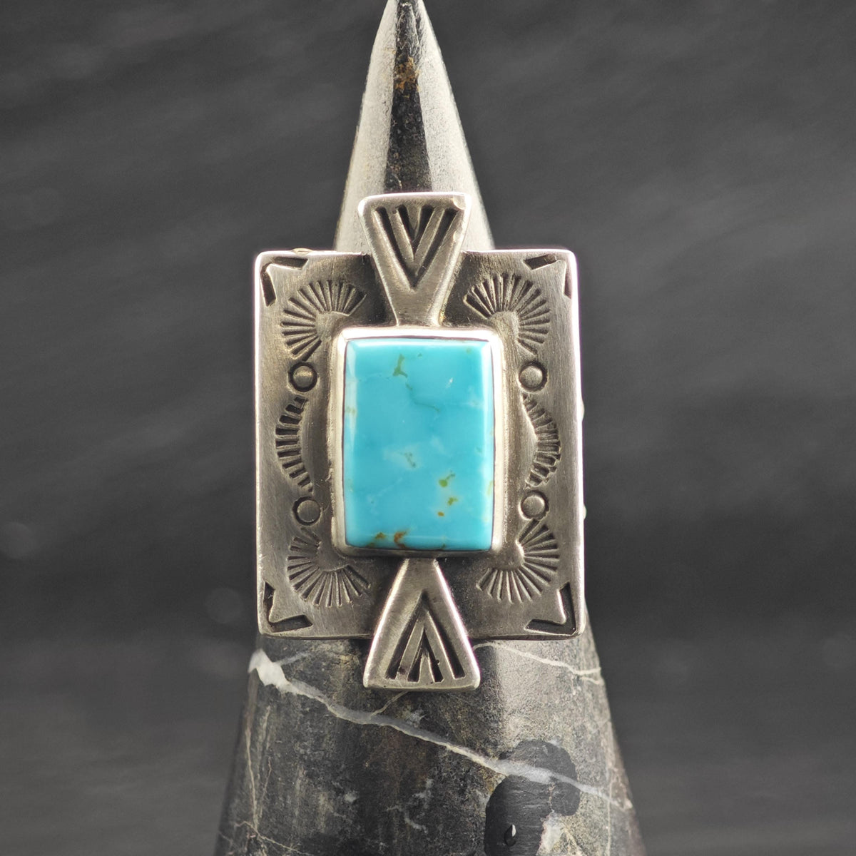 Carolyn Pollack Stamped Turquoise Sterling Silver Ring Sz 9 3/4 R6751