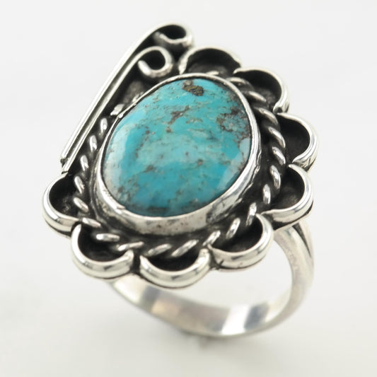 Native American Turquoise Sterling Silver Ring Size 8