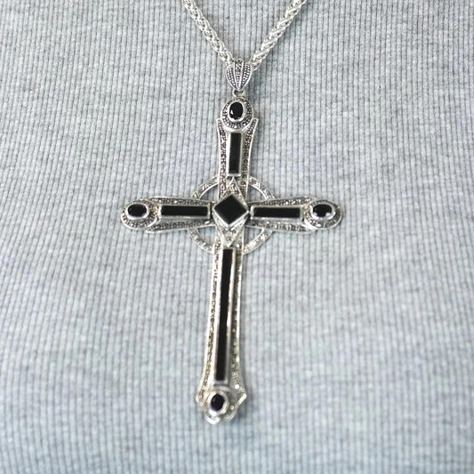 Sterling Silver Cross Pendant XL Gemstone (3" x 5.8") P2830