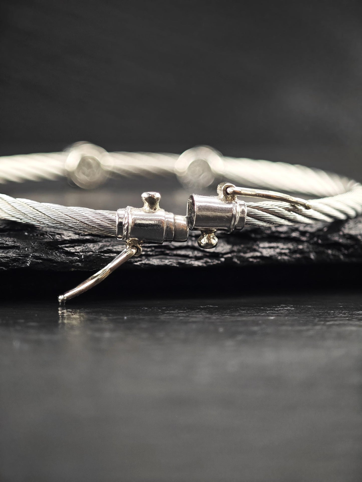 Set of two Charriol 18k Gold, Diamond Station Bangle Bracelet on Steel