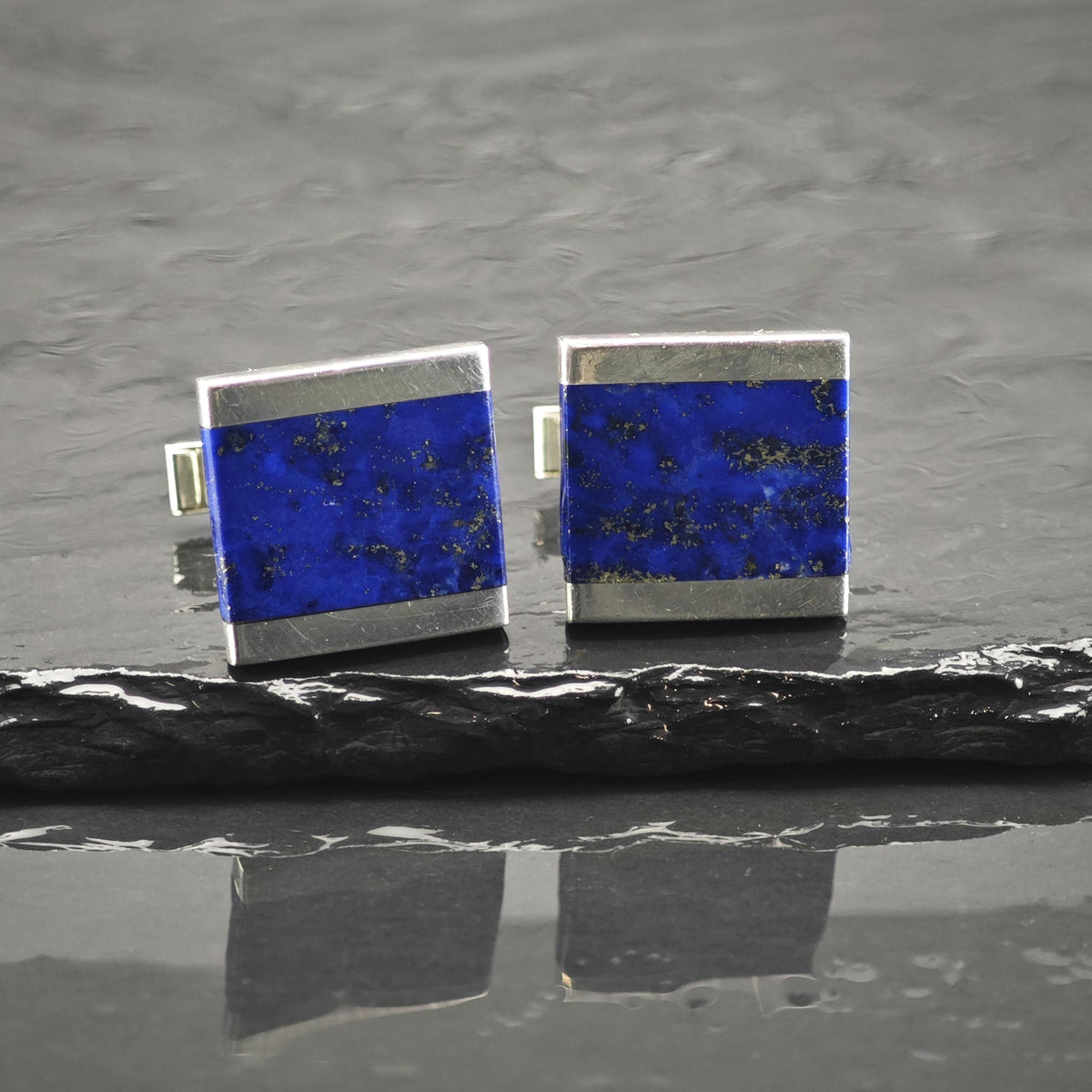 Square Lapis Lazuli Sterling Silver Cufflinks MISC0430