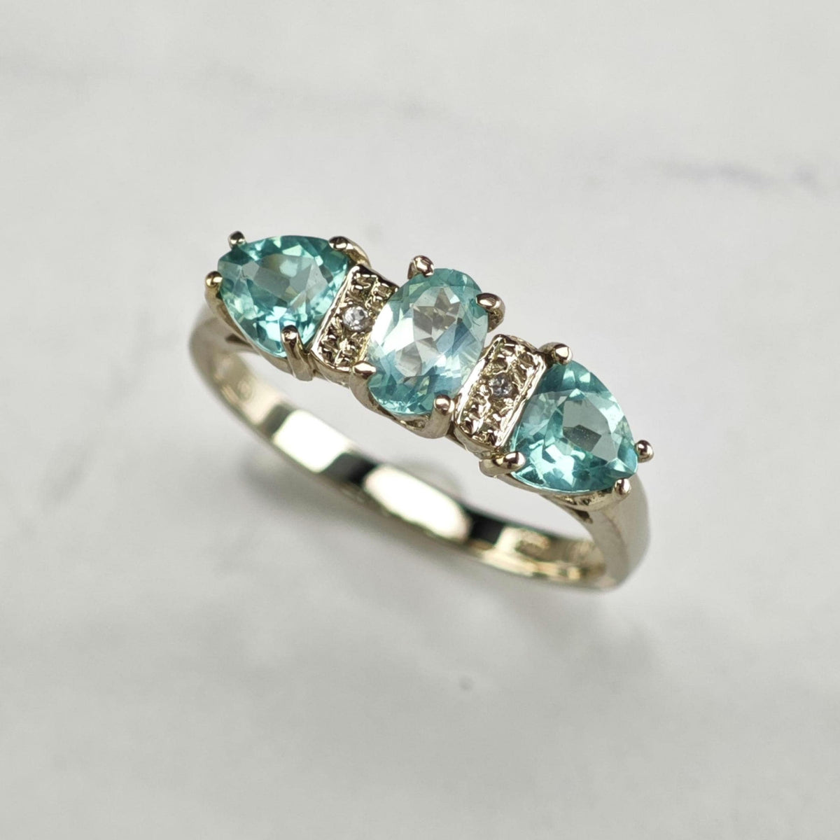 Apatite 14K White Gold Ring Sz 7 R6801