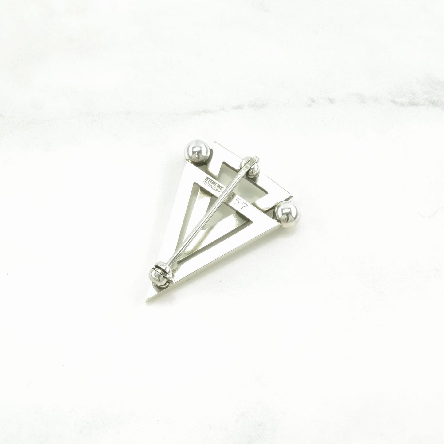 Rare Georg Jensen Sterling Silver Brooch Modernist, 57 Triangle