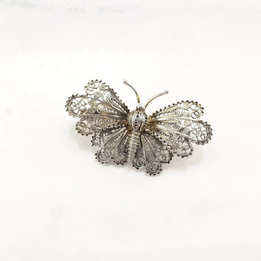 Art Deco Sterling Silver Brooch Filigree