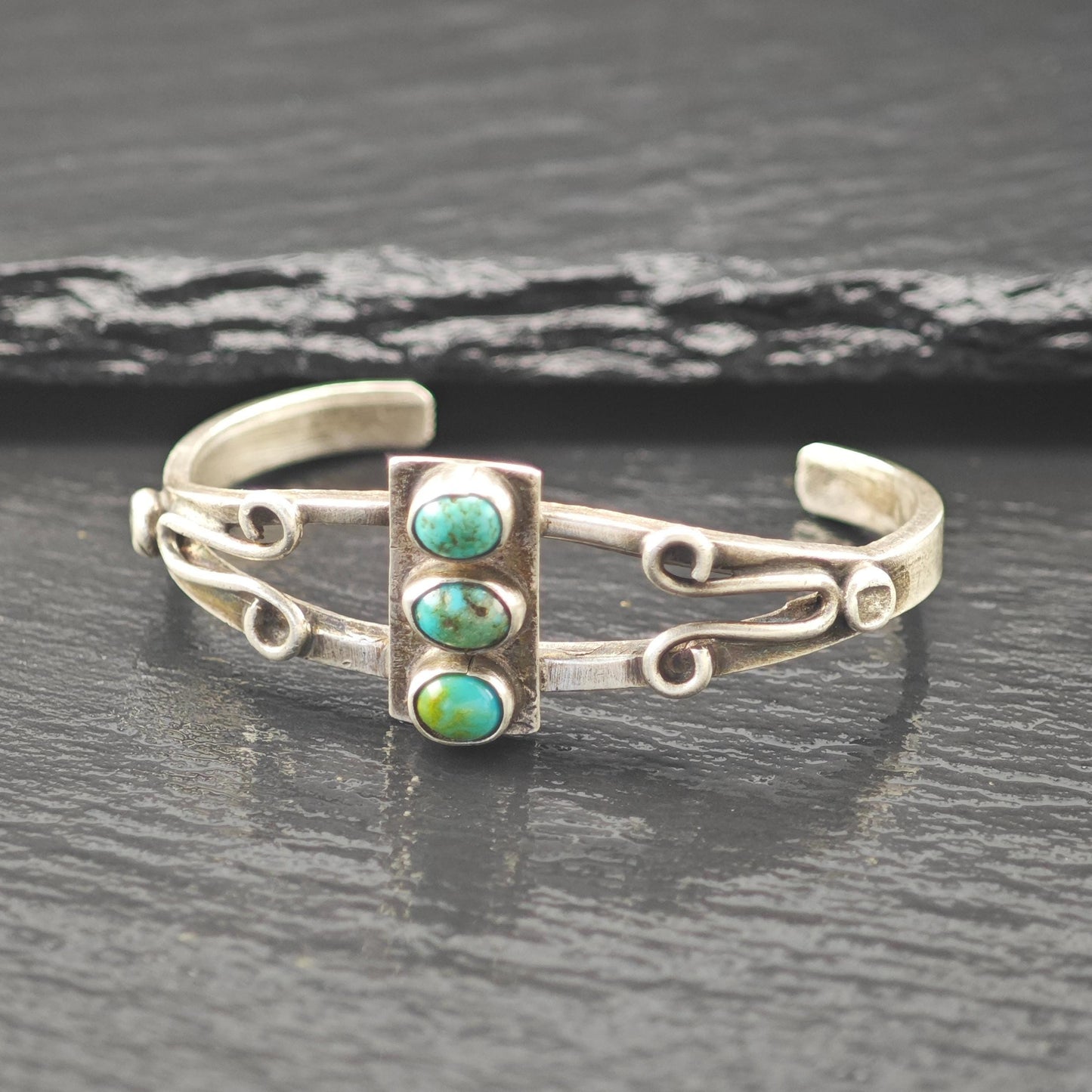 Old Southwest Turquoise Cuff Bracelet Sterling Silver
