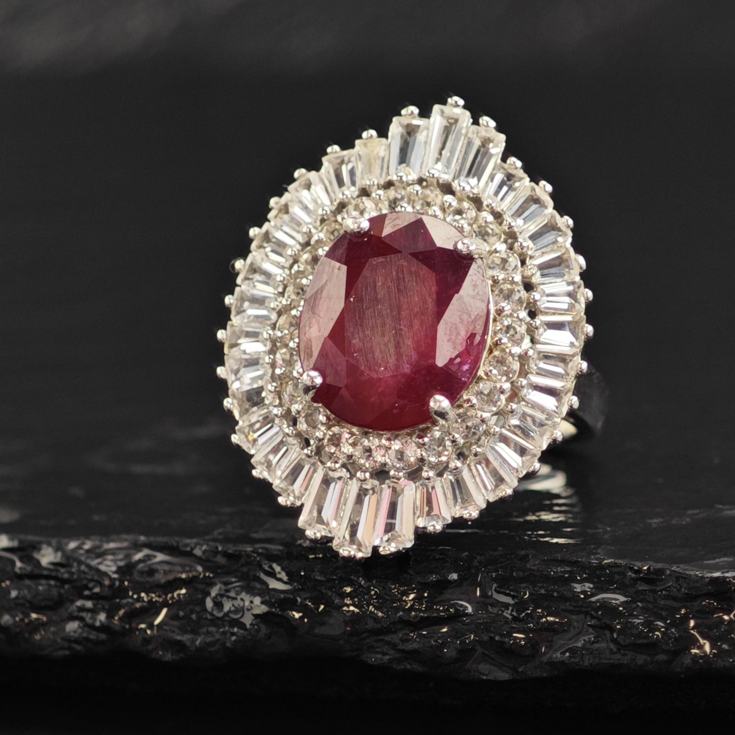 LGF Ruby & Topaz Ballerina Sterling Silver Ring Sz 6 R6585