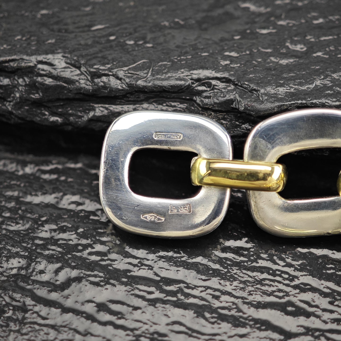 Modern 18k Gold & Sterling Silver Italy Bracelet