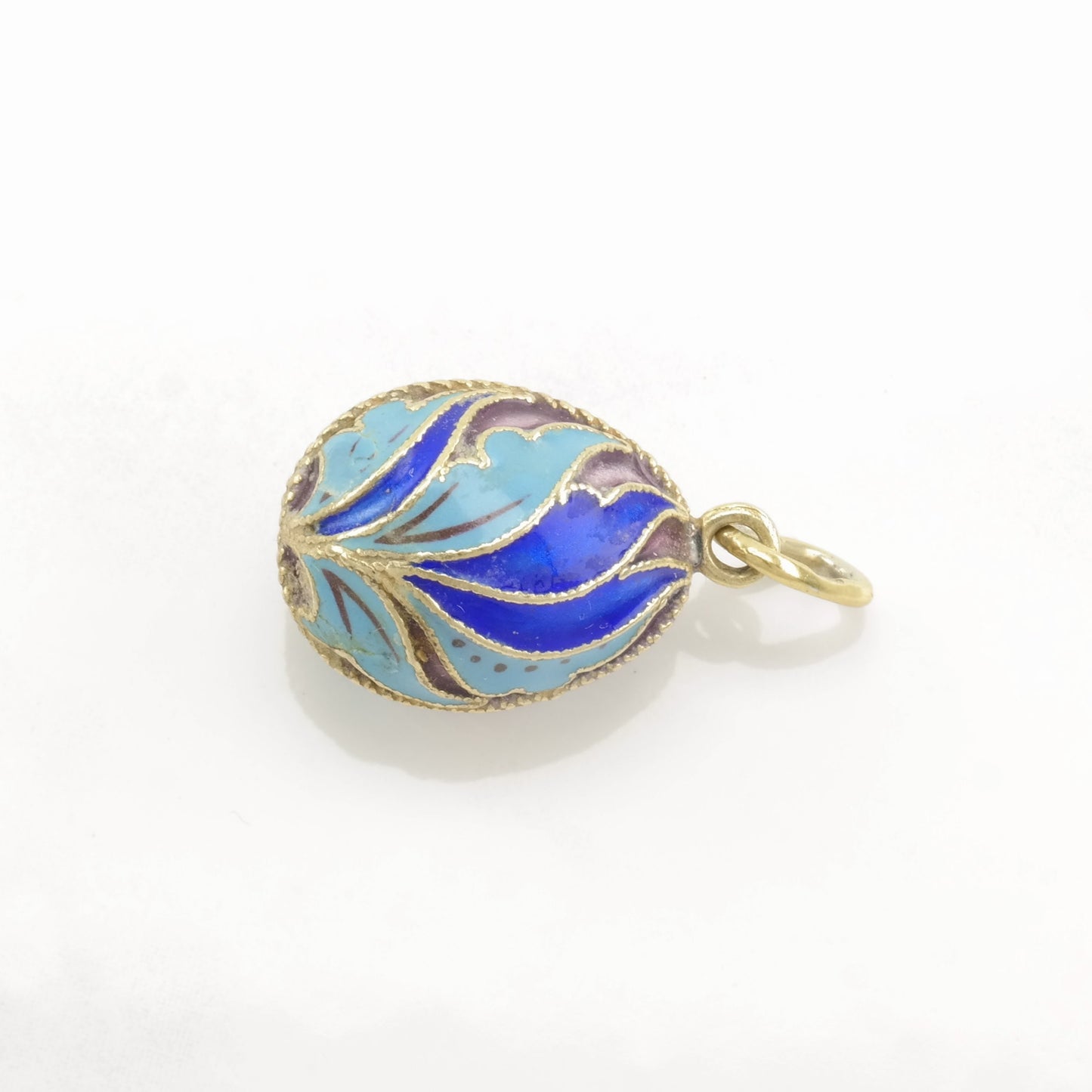 Vintage Soviet Enamel Egg Sterling Silver Pendant