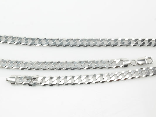 Italy Sterling Silver 26" 8.5mm Curb Necklace